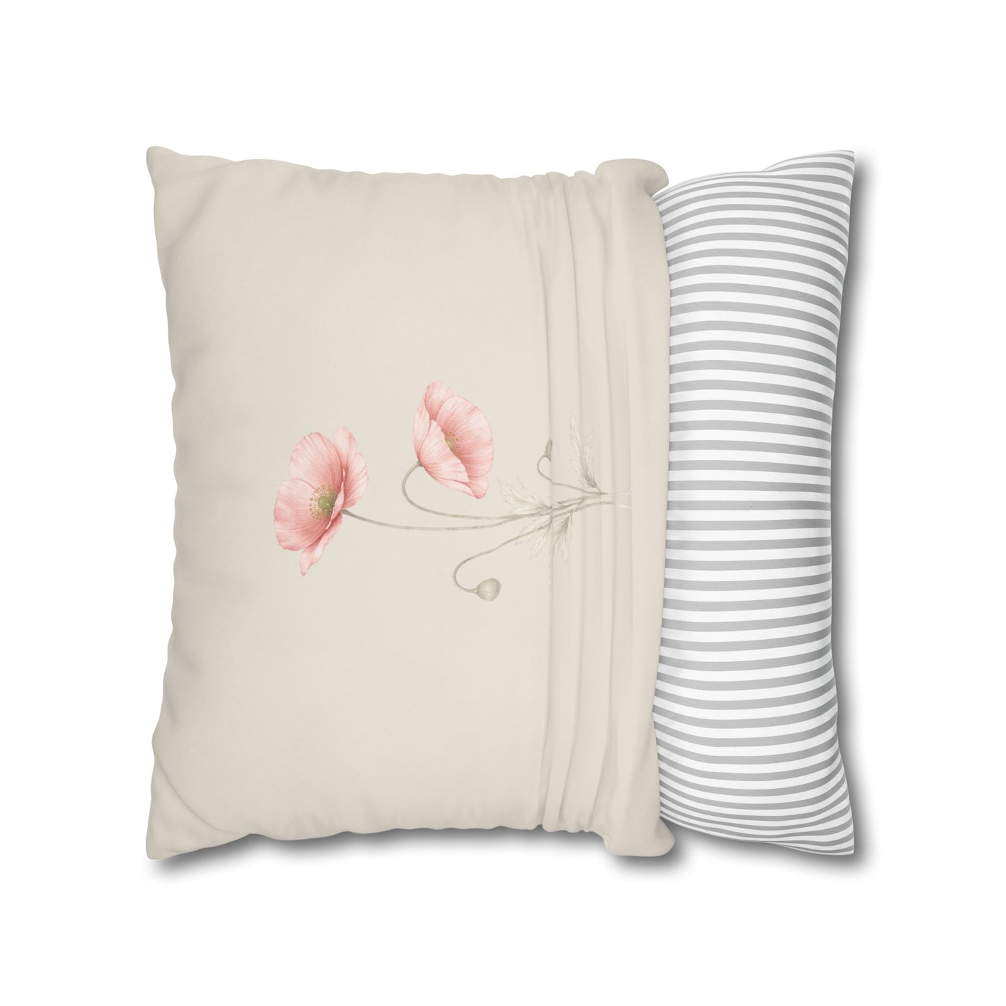 Shirley Poppy Botanical Pillow Cover in a Soft Neutral for a Calm, Layered Home