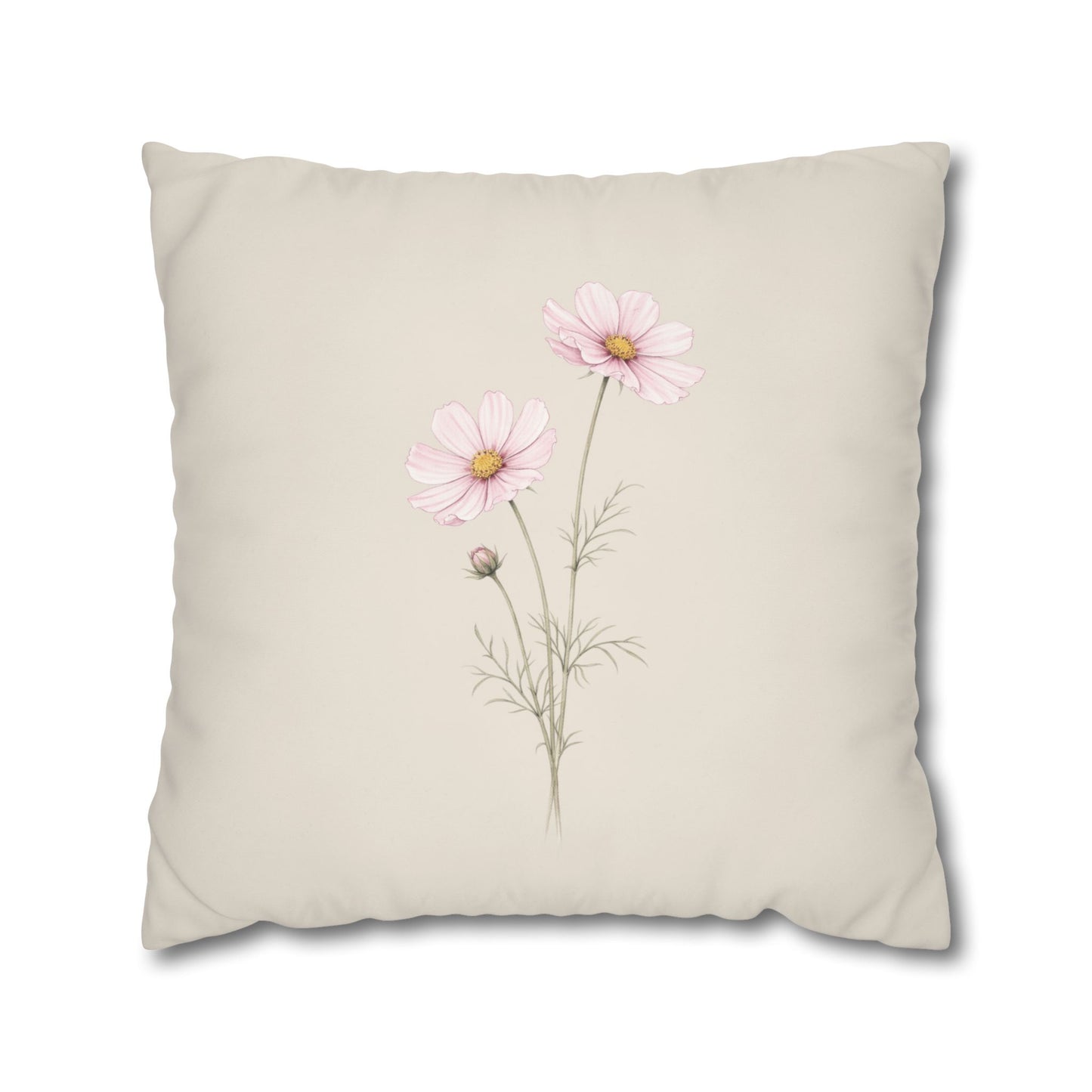 Cosmos Botanical Pillow Cover in a Soft Neutral for a Calm, Layered Home