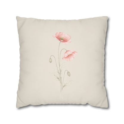 Shirley Poppy Botanical Pillow Cover in a Soft Neutral for a Calm, Layered Home