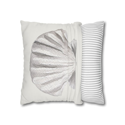 Watercolor Scallop Seashell Pillow Cover in Neutral Coastal Tones