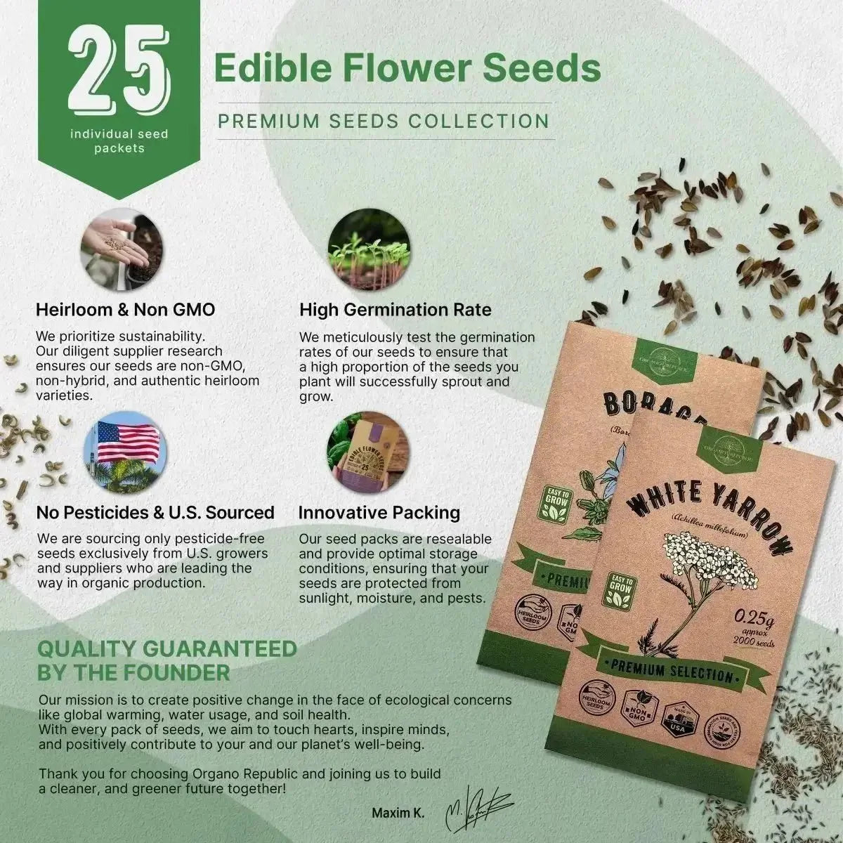 25 Edible Flower Seeds 4500+ Non GMO Heirloom Seeds for Planting