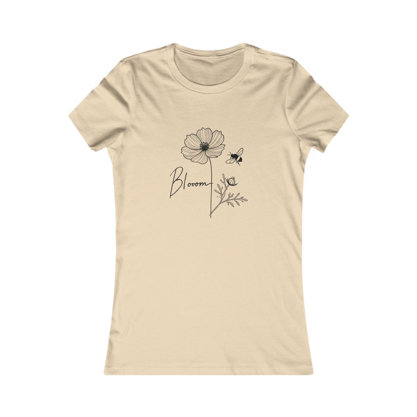 Natural-Bloom & Bee Minimalist Floral T-Shirt – Women’s Cute Nature-Inspired Tee