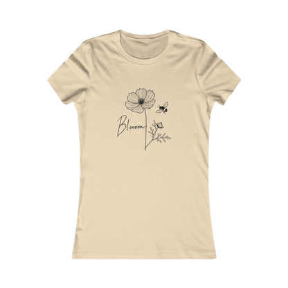 Natural-Bloom & Bee Minimalist Floral T-Shirt – Women’s Cute Nature-Inspired Tee