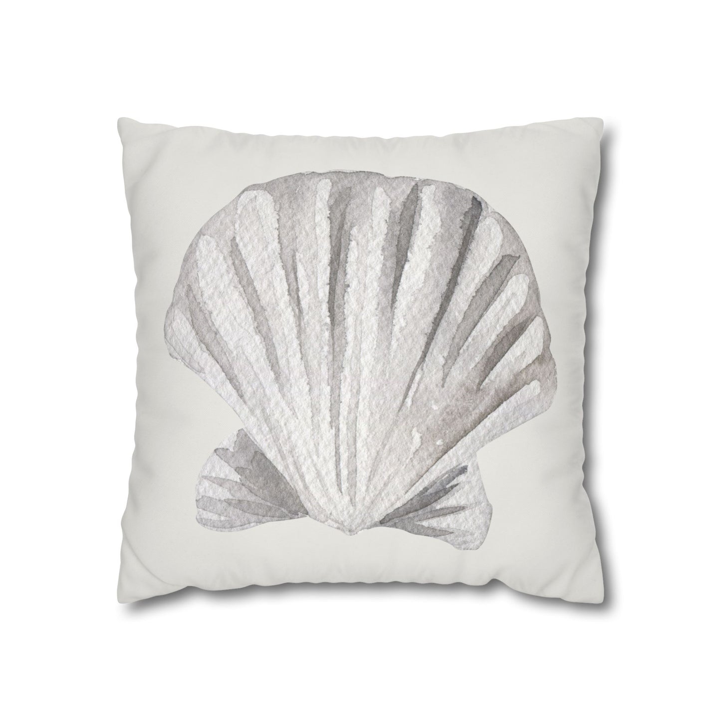 Watercolor Scallop Seashell Pillow Cover in Neutral Coastal Tones