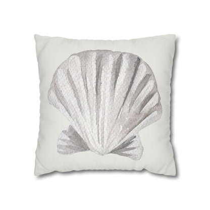 Watercolor Scallop Seashell Pillow Cover in Neutral Coastal Tones