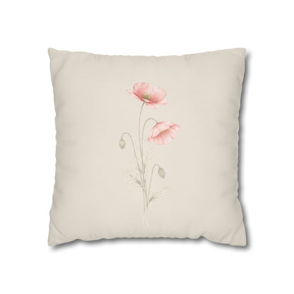 Shirley Poppy Botanical Pillow Cover in a Soft Neutral for a Calm, Layered Home