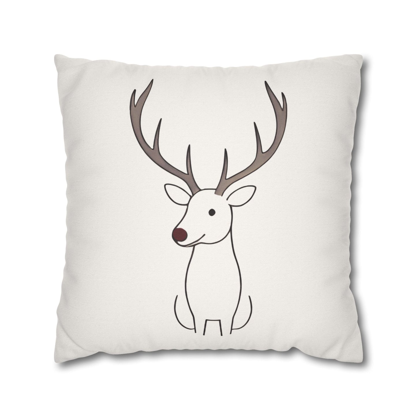 Minimalist Reindeer Christmas Pillow Cover, Neutral Holiday Decor, Scandinavian Style Rudolph Pillow Accent