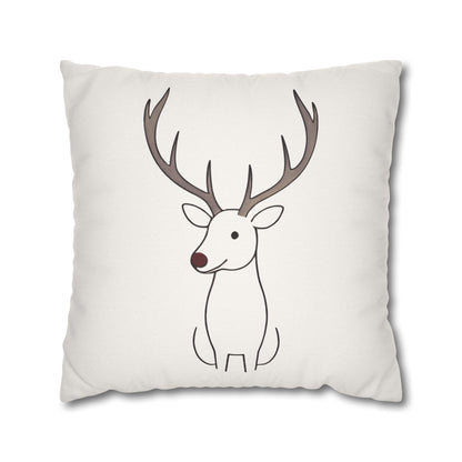 Minimalist Reindeer Christmas Pillow Cover, Neutral Holiday Decor, Scandinavian Style Rudolph Pillow Accent