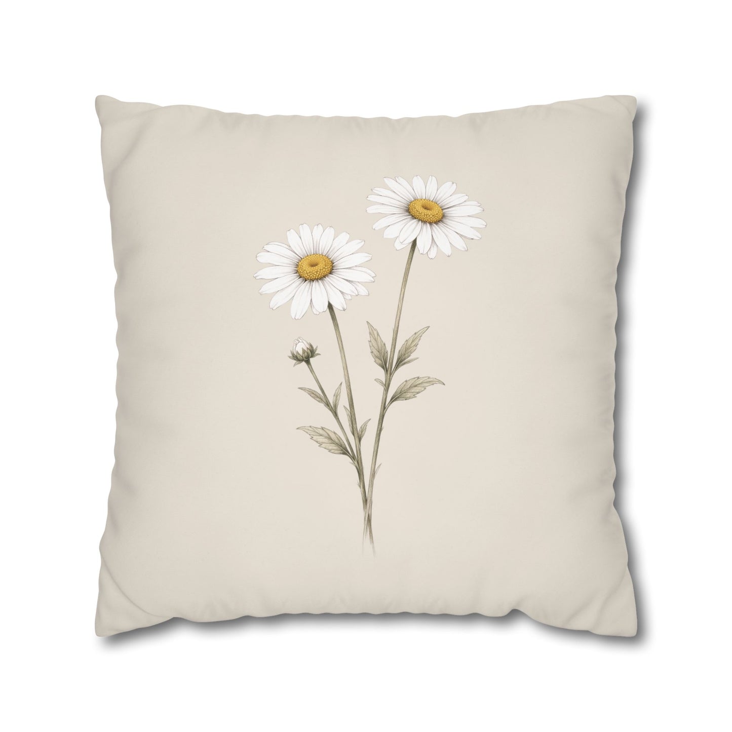 Daisy Botanical Pillow Cover in a Soft Neutral for a Calm, Layered Home