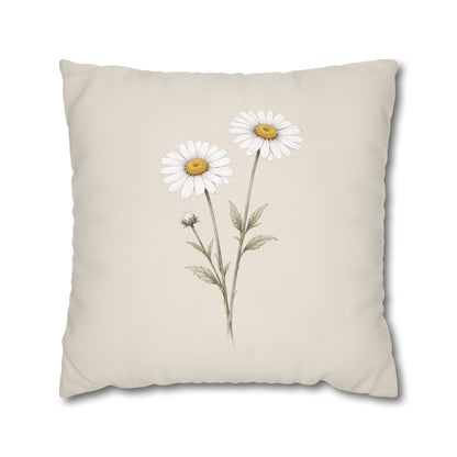 Daisy Botanical Pillow Cover in a Soft Neutral for a Calm, Layered Home