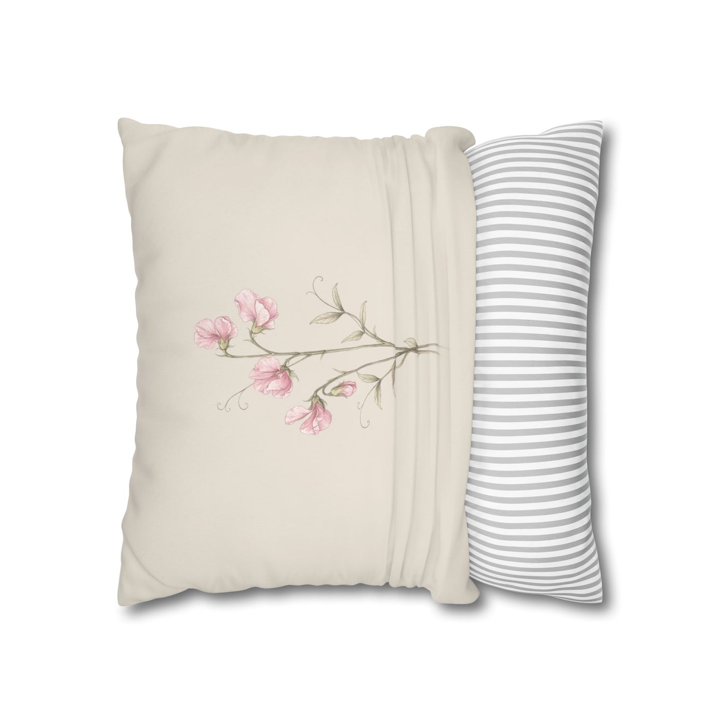 Sweet Pea Botanical Pillow Cover in a Soft Neutral for a Calm, Layered Home