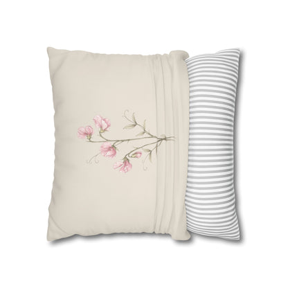 Sweet Pea Botanical Pillow Cover in a Soft Neutral for a Calm, Layered Home