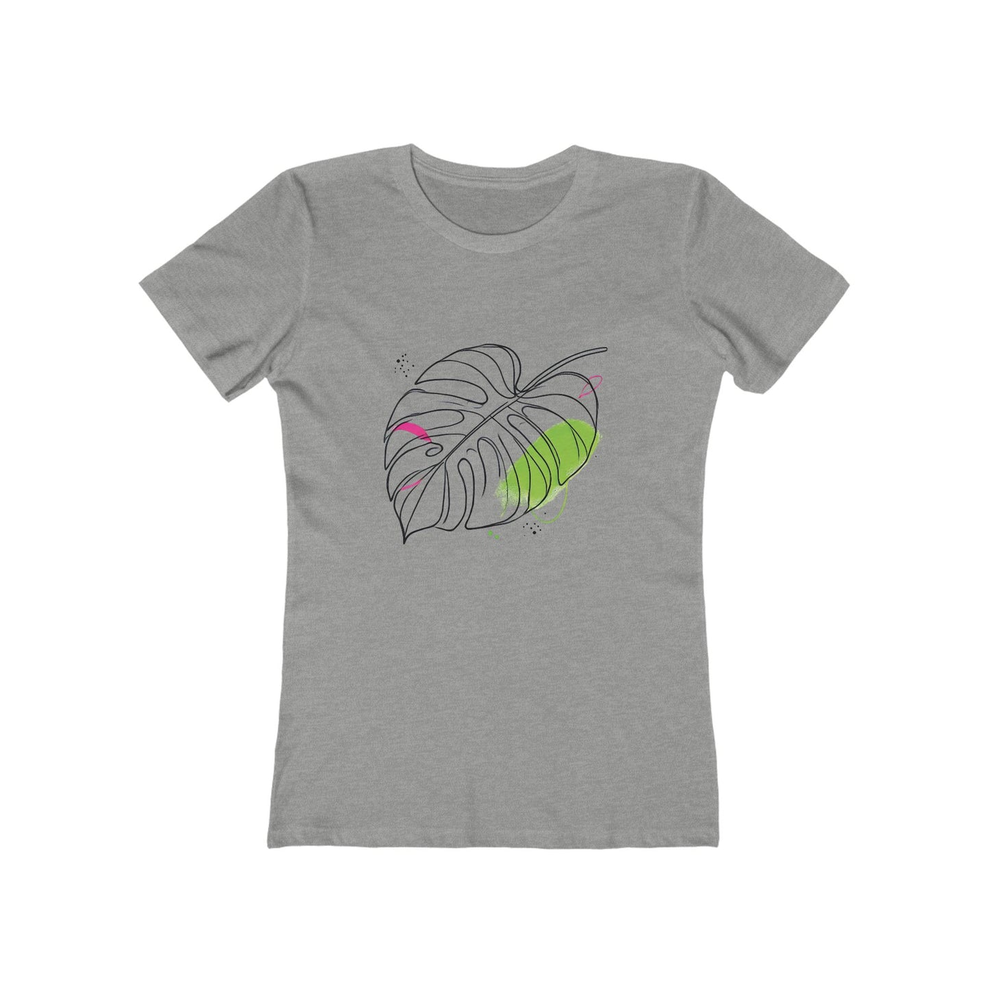 Heather Gray-Minimalist Monstera Leaf T-Shirt – Boyfriend Tee Edition