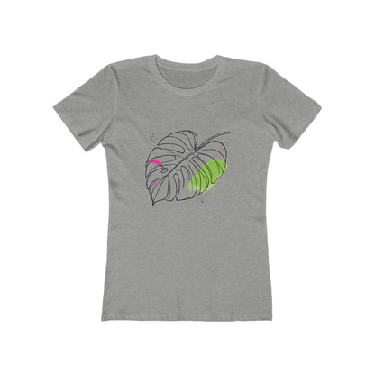 Heather Gray-Minimalist Monstera Leaf T-Shirt – Boyfriend Tee Edition