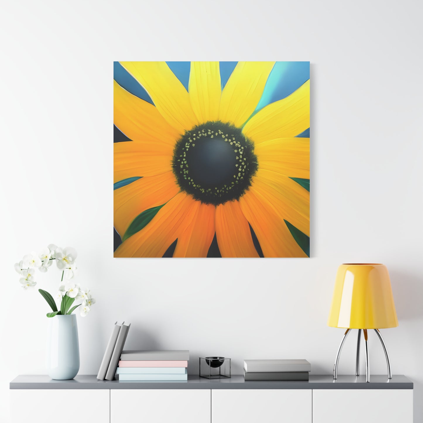 Black Eyed Susan Canvas Wall Art, Square Floral Oil Painting Style Print, Yellow Flower Wall Decor, Modern Botanical Artwork for Living Room