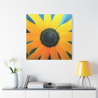 Black Eyed Susan Canvas Wall Art, Square Floral Oil Painting Style Print, Yellow Flower Wall Decor, Modern Botanical Artwork for Living Room