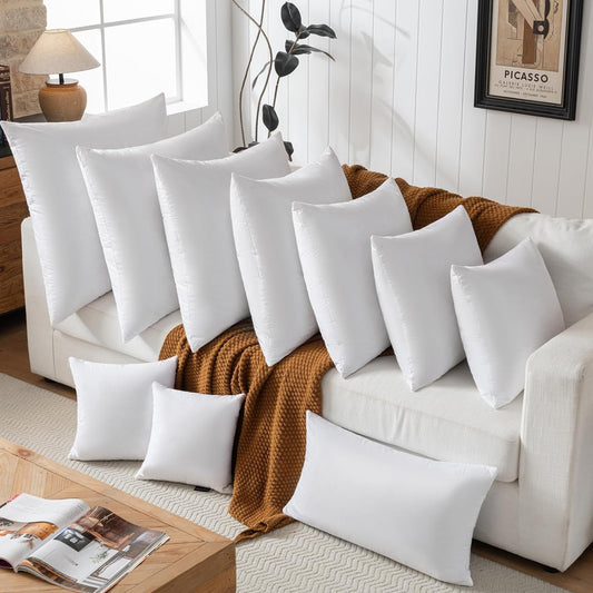 20X20 Decorative Throw Pillow Inserts-Down Feather Pillow Inserts-Square-Cotton Fabric-Set of 2-White.