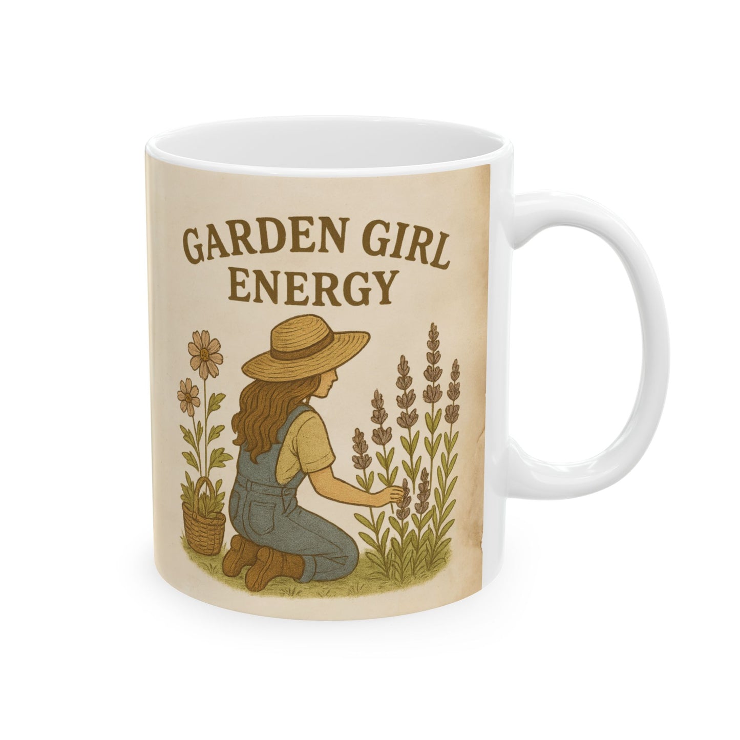 Garden Girl Energy Mug – Rustic Botanical Coffee Cup