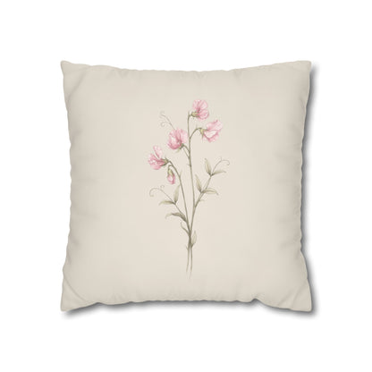 Sweet Pea Botanical Pillow Cover in a Soft Neutral for a Calm, Layered Home