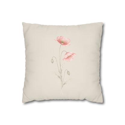 Shirley Poppy Botanical Pillow Cover in a Soft Neutral for a Calm, Layered Home
