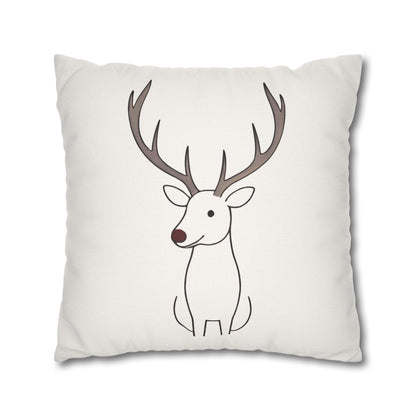 Minimalist Reindeer Christmas Pillow Cover, Neutral Holiday Decor, Scandinavian Style Rudolph Pillow Accent