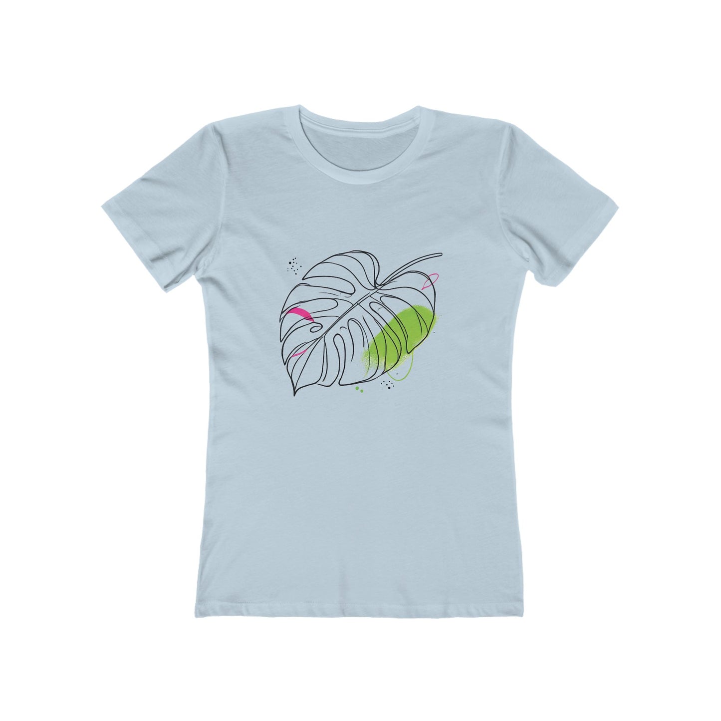 Baby Blue-Minimalist Monstera Leaf T-Shirt – Boyfriend Tee Edition