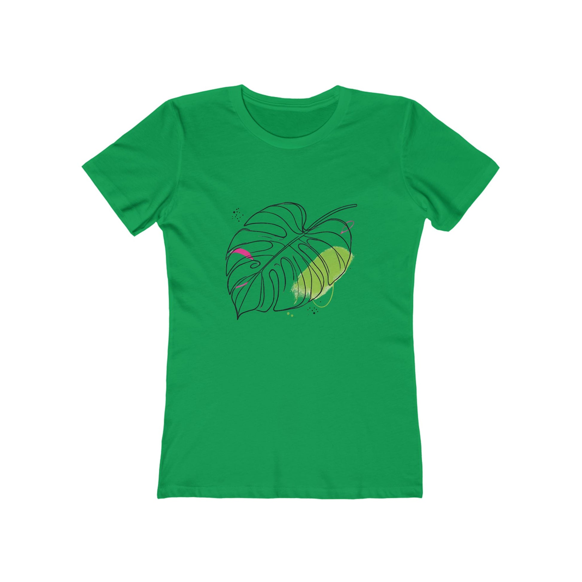 Green-Minimalist Monstera Leaf T-Shirt – Boyfriend Tee Edition