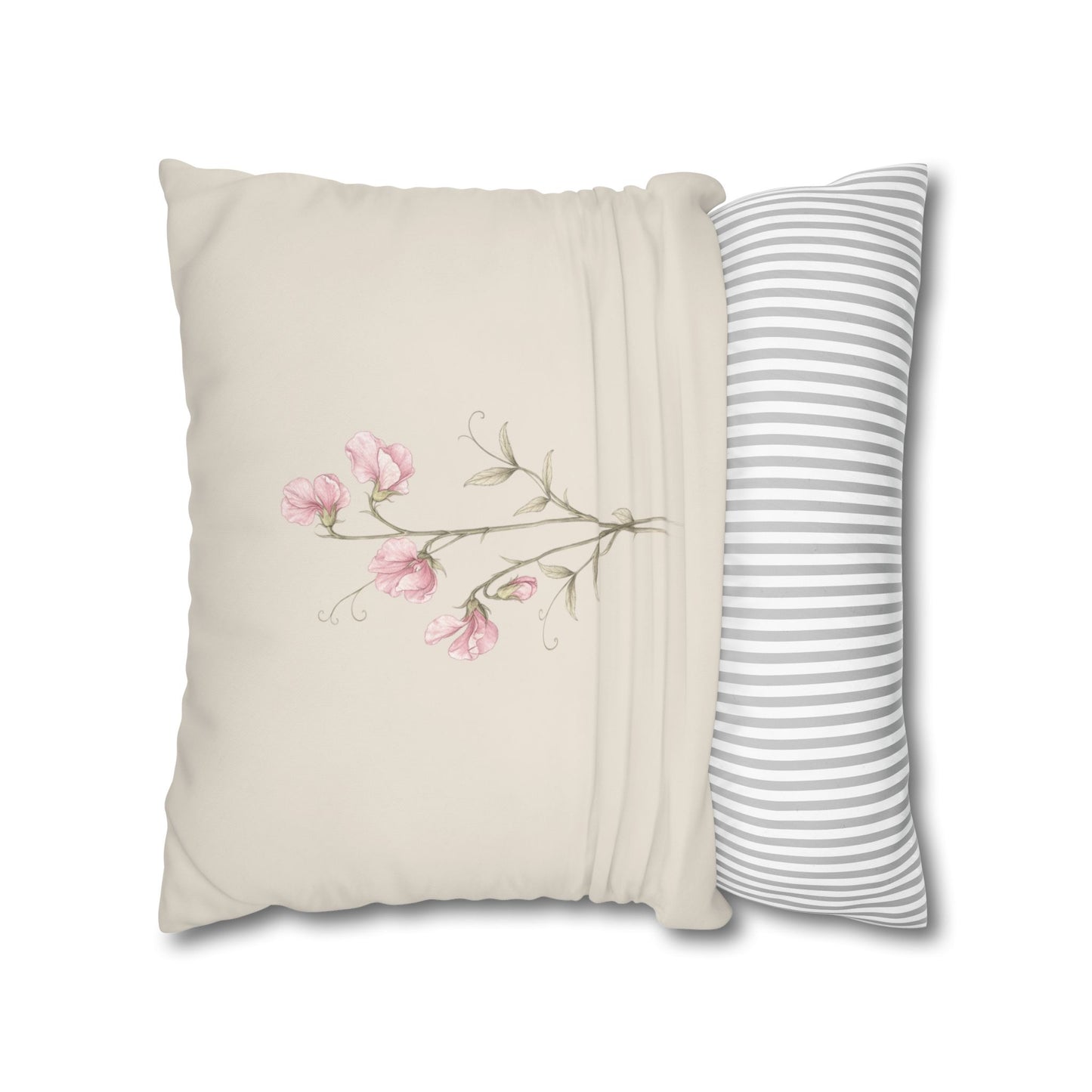 Sweet Pea Botanical Pillow Cover in a Soft Neutral for a Calm, Layered Home
