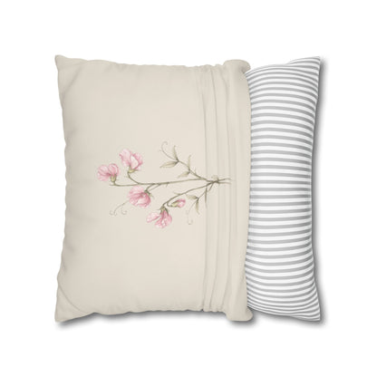 Sweet Pea Botanical Pillow Cover in a Soft Neutral for a Calm, Layered Home
