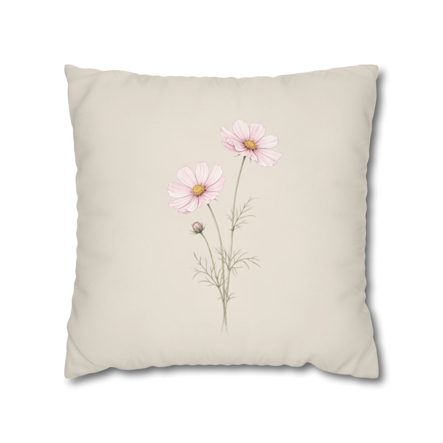 Cosmos Botanical Pillow Cover in a Soft Neutral for a Calm, Layered Home