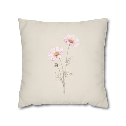 Cosmos Botanical Pillow Cover in a Soft Neutral for a Calm, Layered Home
