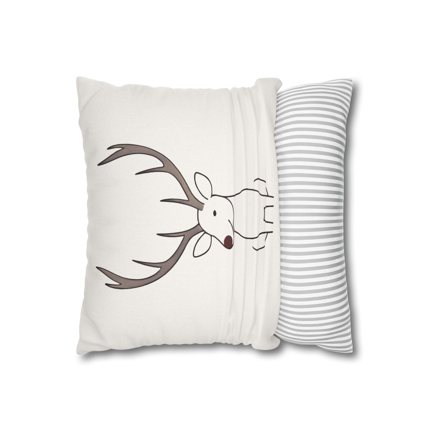 Minimalist Reindeer Christmas Pillow Cover, Neutral Holiday Decor, Scandinavian Style Rudolph Pillow Accent