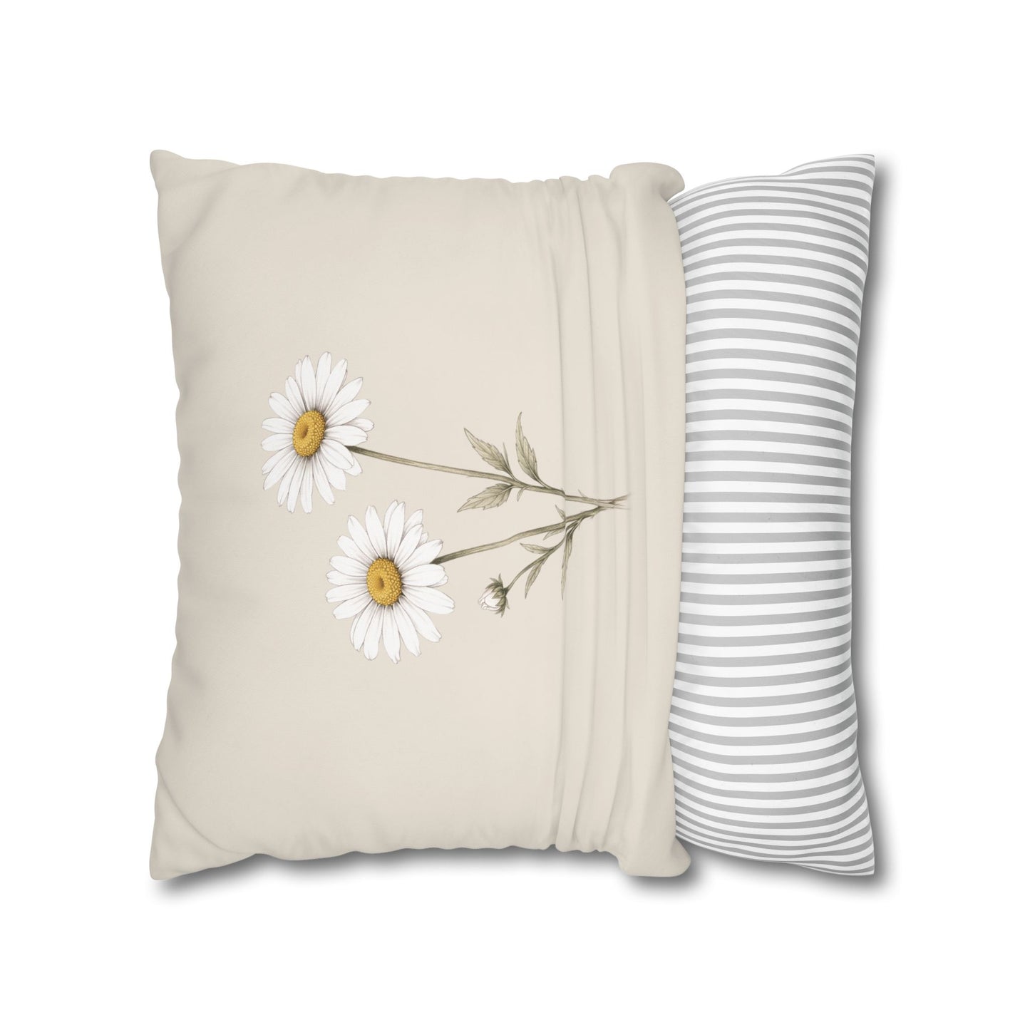 Daisy Botanical Pillow Cover in a Soft Neutral for a Calm, Layered Home