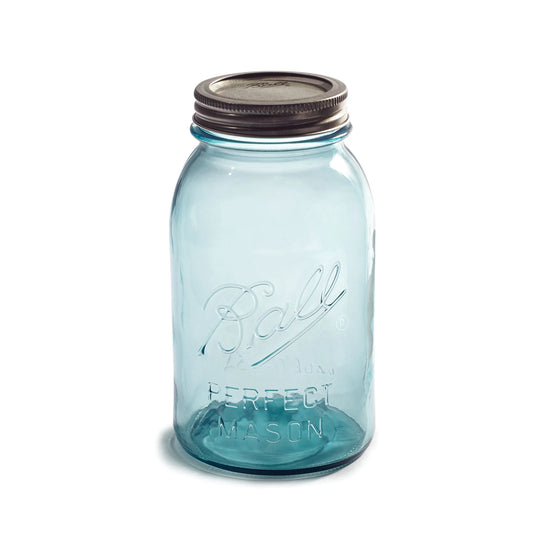 Aqua Vintage Regular Mouth Quart Glass Mason Jars, 32 Oz, 4 Pack