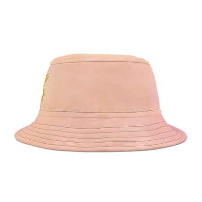Sunflower Watercolor Printed Bucket Hat | Peach Garden Hat for Women