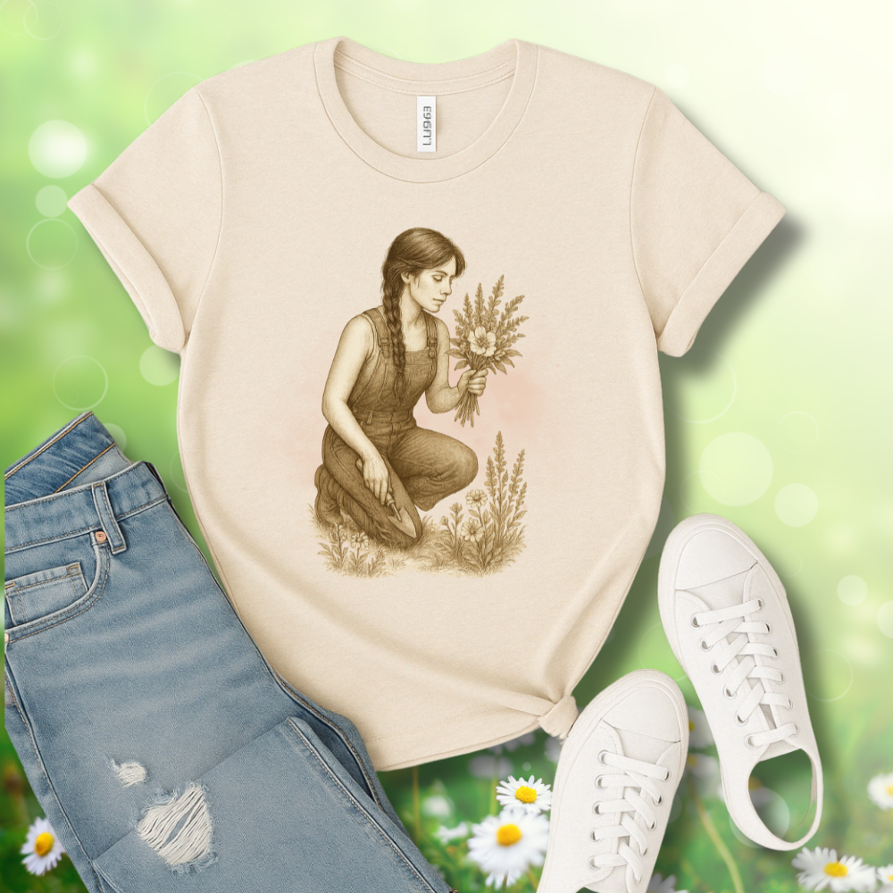 Garden Girl T-Shirt – Vintage Botanical Illustration Tee - First Edition