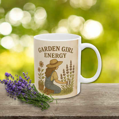 Garden Girl Energy Mug – Rustic Botanical Coffee Cup