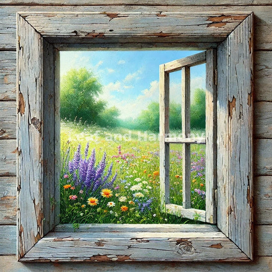 Through the Rustic Window Wall Art