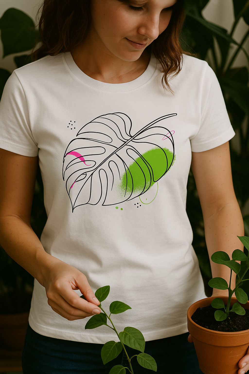 BOYFRIEND TEE EDITION - Minimalist Monstera Leaf T-Shirt