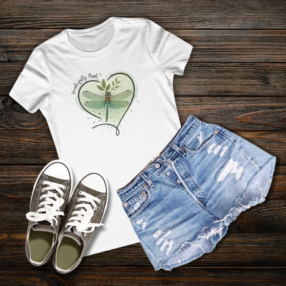 Wonderfully Made Dragonfly T-Shirt –  Bella Canva 6004 - Botanical Heart Design for Nature Lovers