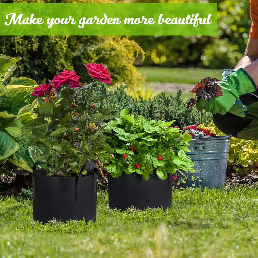 3 Gal. Black Fabric Planting Containers and Pots Planter with Handles (Set of 6)