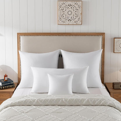 16 X16 Decorative Throw Pillow Inserts-Down Feather Pillow Inserts-Square-Cotton Fabric-Set of 2-White.