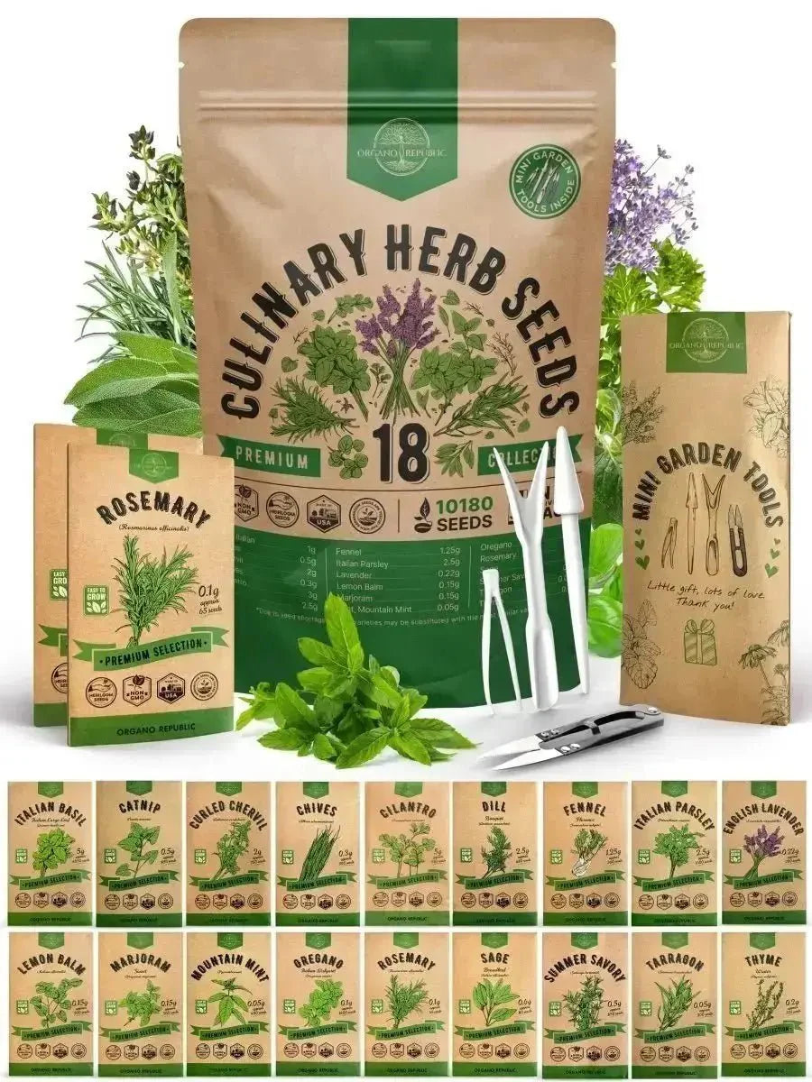 18 Culinary Herb Seeds Variety Pack - Non-Gmo, Heirloom Seeds