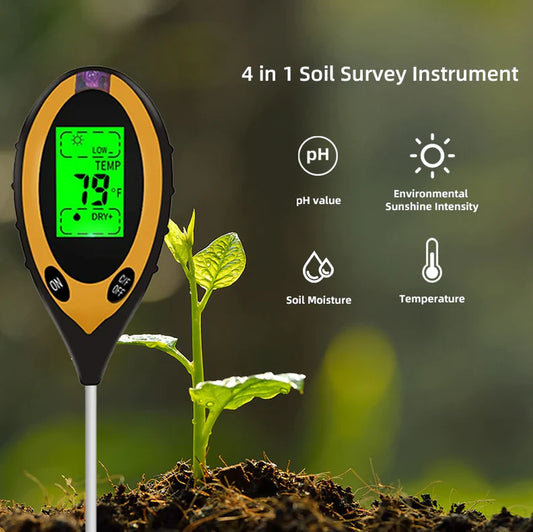 4-in-1 Plant Tester fo pH, Moisture, Temperature & Sunlight